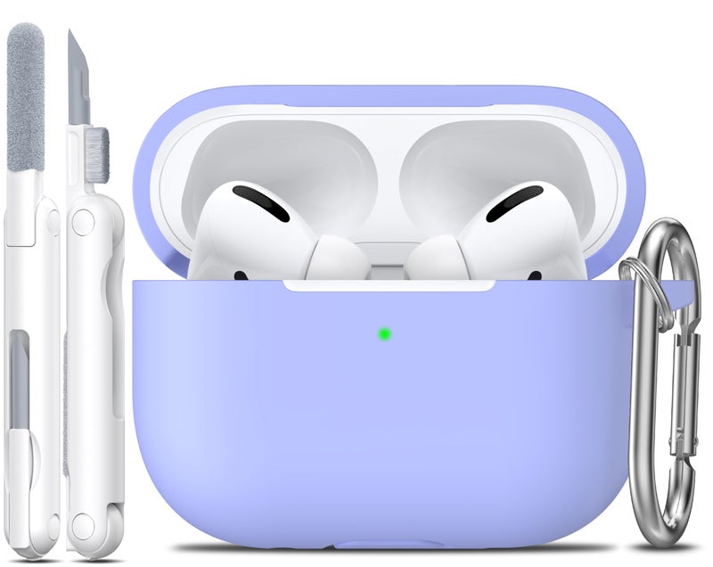 R-fun for AirPods Pro 2nd/1st Generation Case with Cleaner Kit,Soft Silicone Protective Case Cover for Apple AirPod Pro 2/1 for Women Men,AirPods Pro Case Accessories with Keychain,Lilac - Image 1